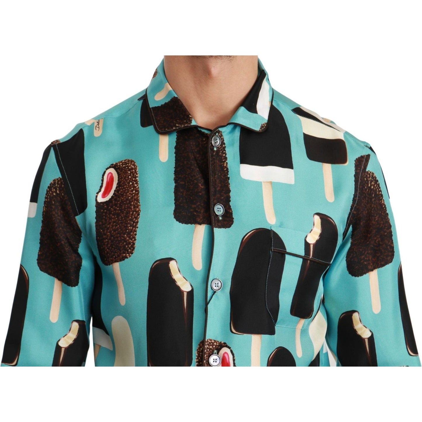 Dolce & Gabbana Exclusive Silk Blend Ice-Cream Print Shirt Dolce & Gabbana Dark Slate Gray
