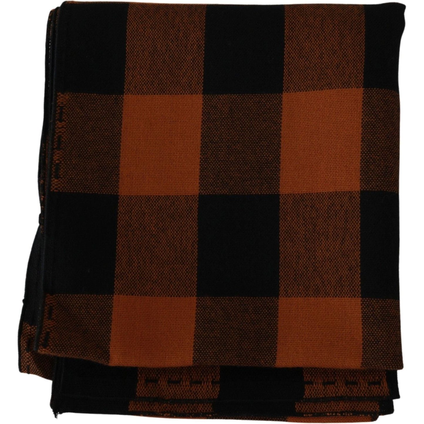 Costume National Chic Orange Check Wool Blend Scarf Costume National Black