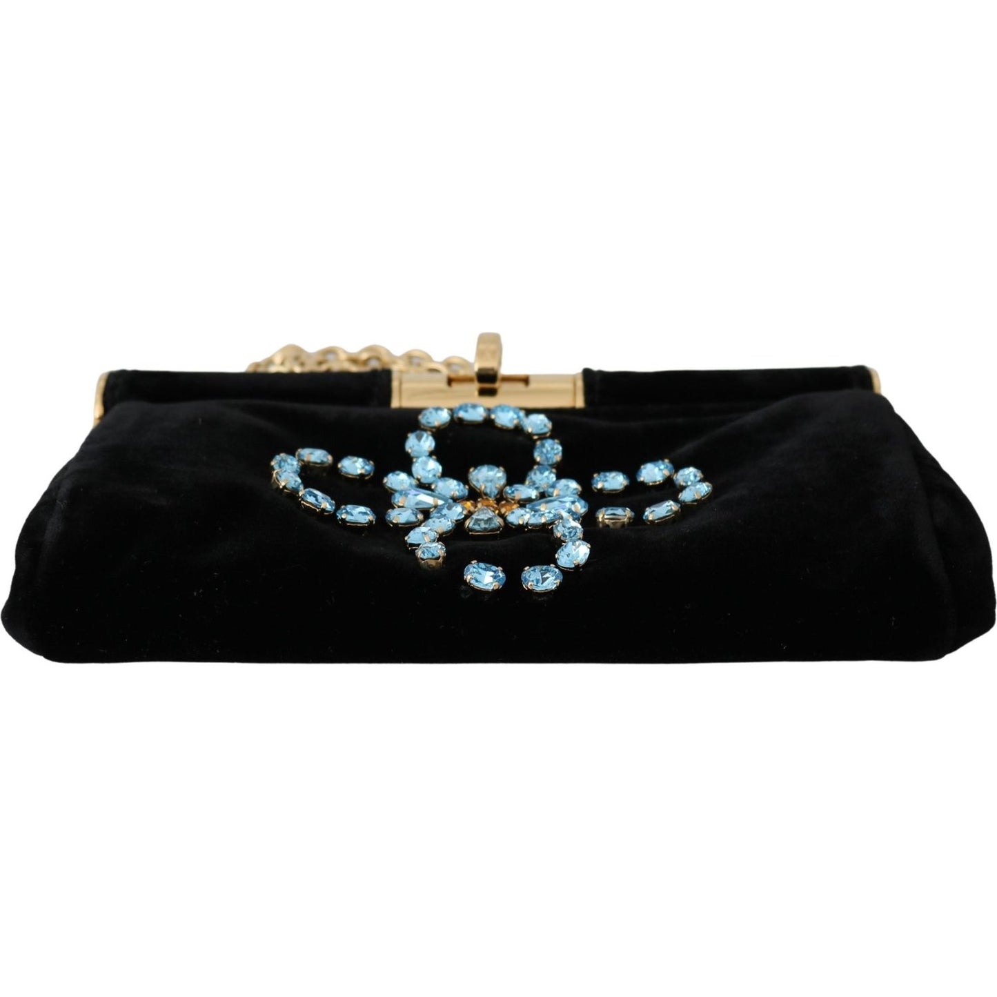 Dolce & Gabbana Velvet Evening Party Crossbody with Crystal Studs Dolce & Gabbana Black