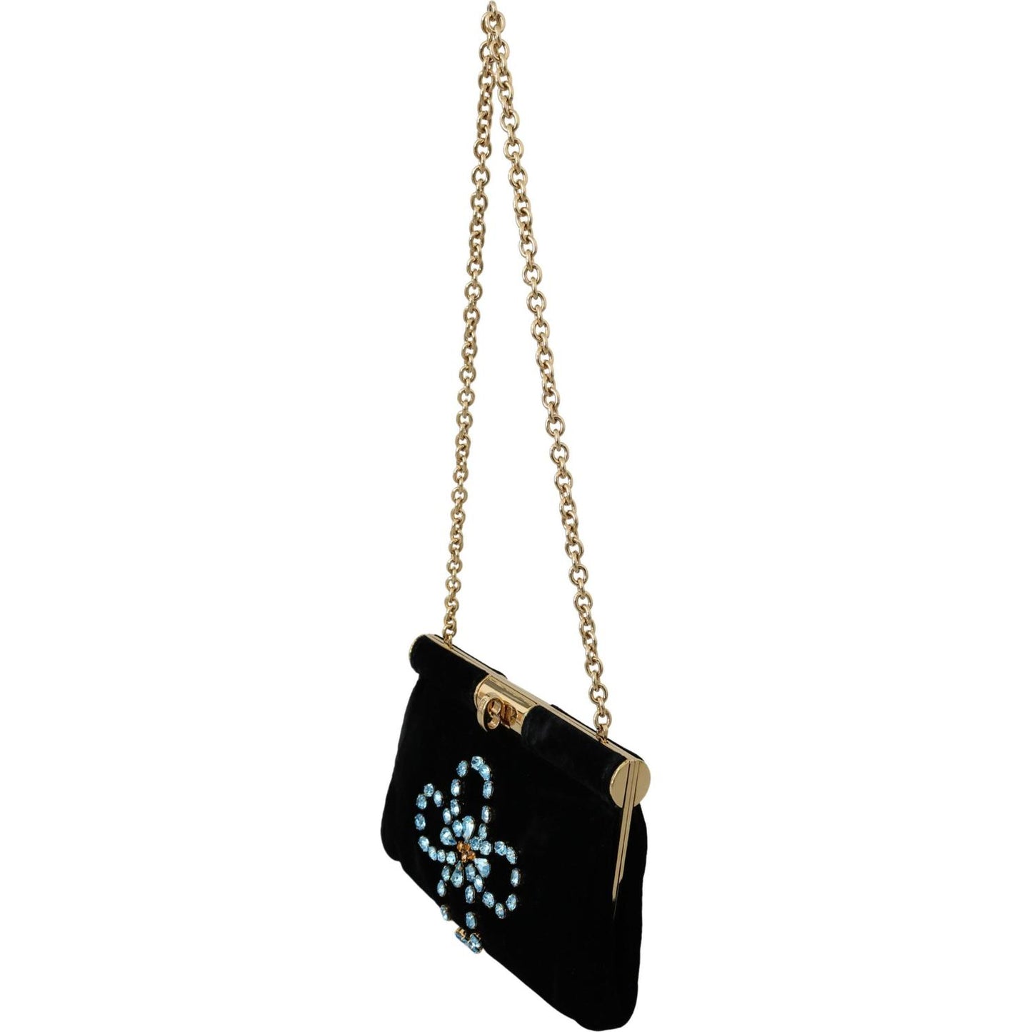 Dolce & Gabbana Velvet Evening Party Crossbody with Crystal Studs Dolce & Gabbana Gray