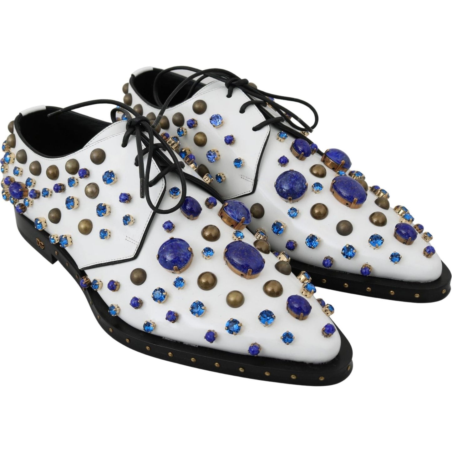 Dolce & Gabbana Elegant White Leather Dress Shoes With Crystals Dolce & Gabbana Dark Slate Gray