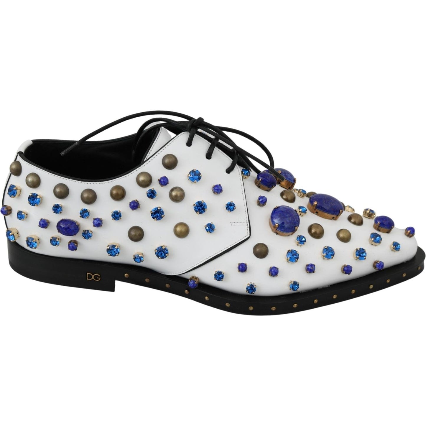 Dolce & Gabbana Elegant White Leather Dress Shoes With Crystals Dolce & Gabbana Dark Slate Gray