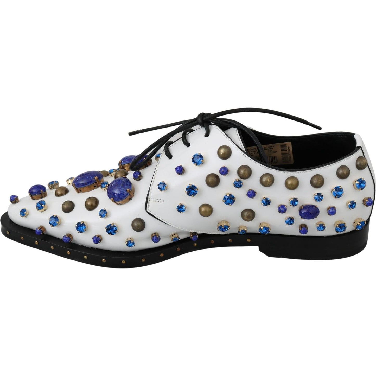 Dolce & Gabbana Elegant White Leather Dress Shoes With Crystals Dolce & Gabbana Black