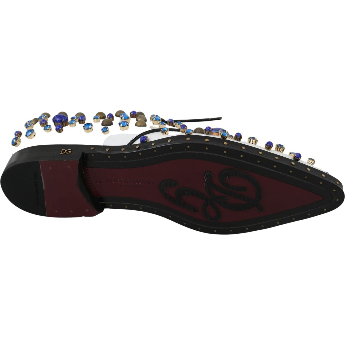 Dolce & Gabbana Elegant White Leather Dress Shoes With Crystals Dolce & Gabbana Black