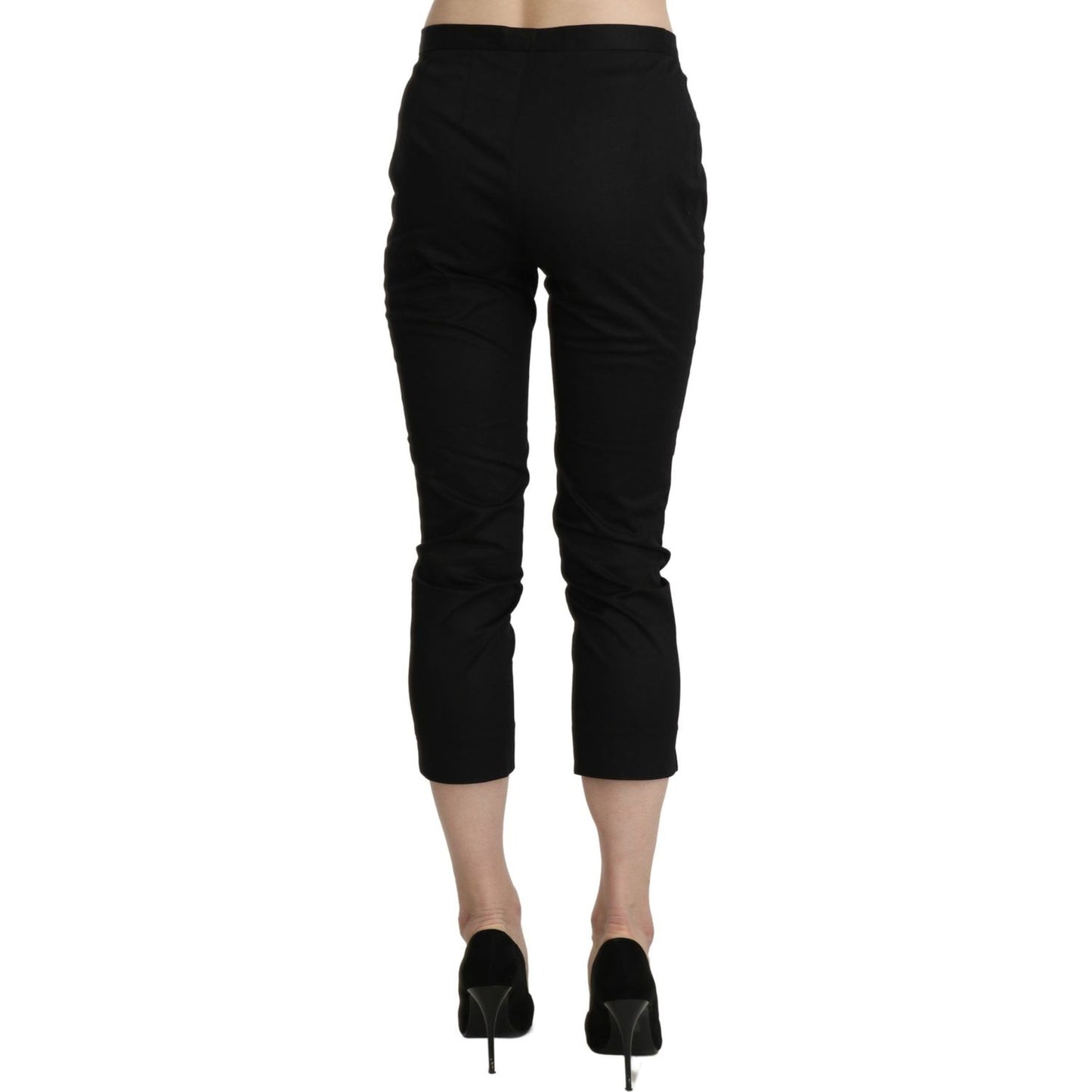 BENCIVENGA Black High Waist Skinny Cropped Dress Trouser Pants PAN71332-44
