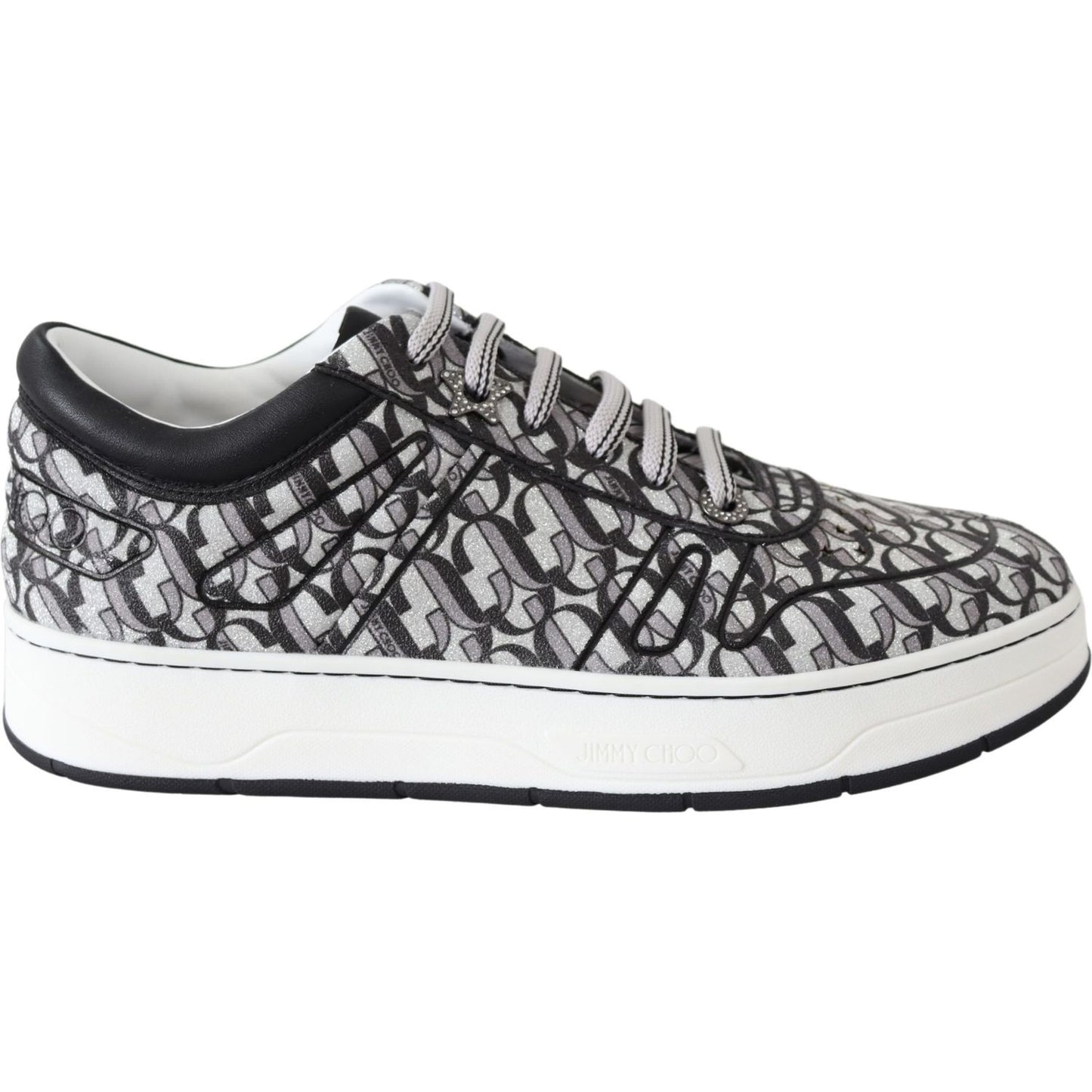 Jimmy Choo Glittering Slip-On Sneakers - Silver and Black Jimmy Choo Dark Slate Gray