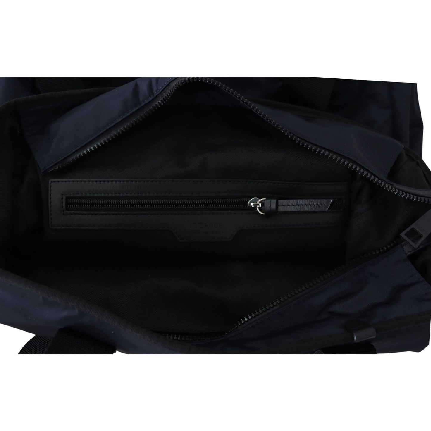 Versace Elegant Blue Nylon Tote Bag Versace Black
