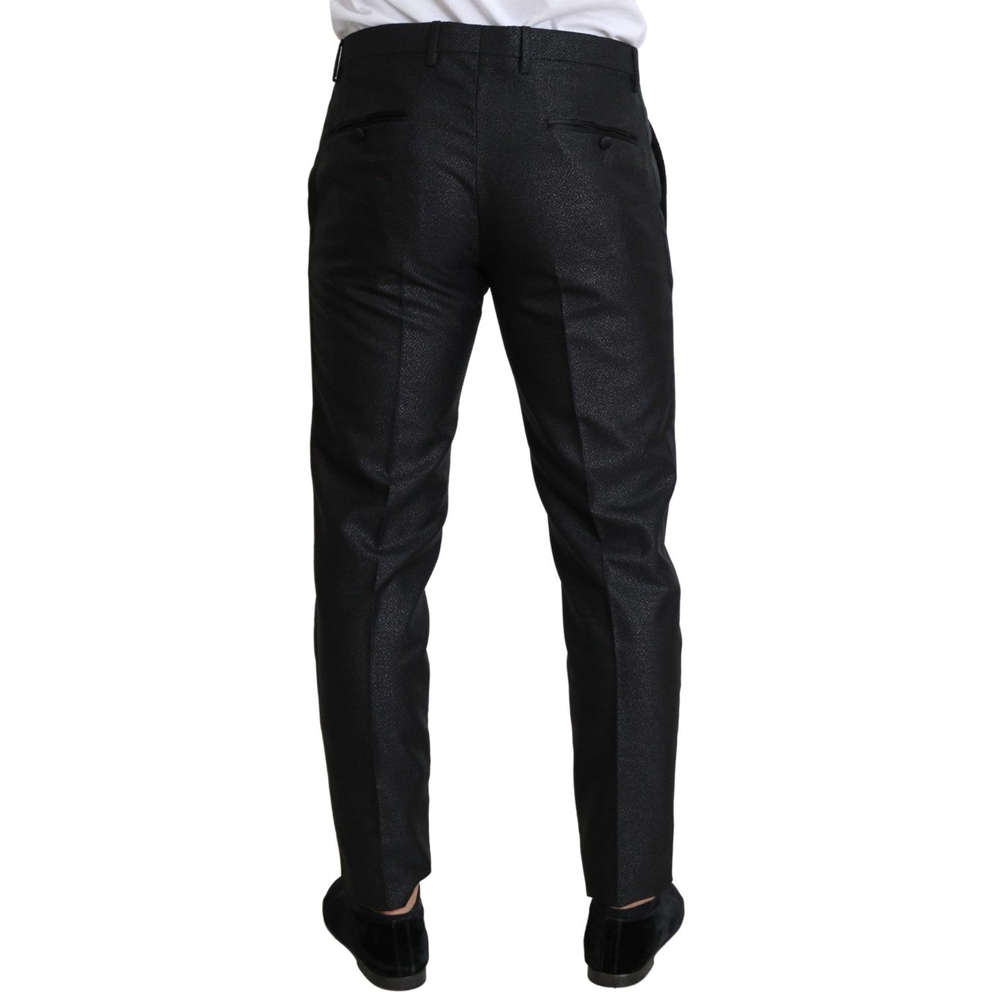 Dolce & Gabbana Elegant Metallic Black Dress Pants Jeans & Pants Dolce & Gabbana Black