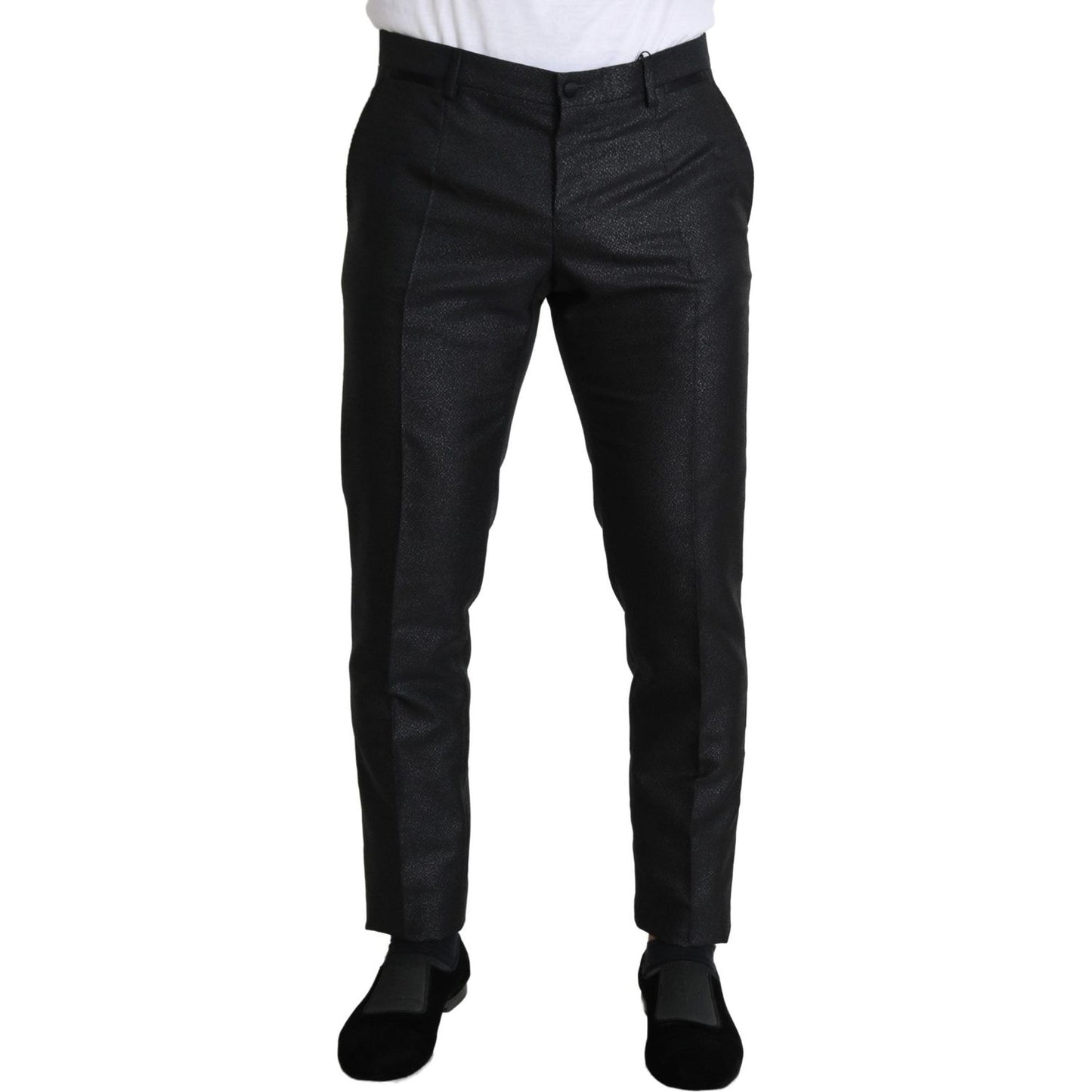 Dolce & Gabbana Elegant Metallic Black Dress Pants Jeans & Pants Dolce & Gabbana Black
