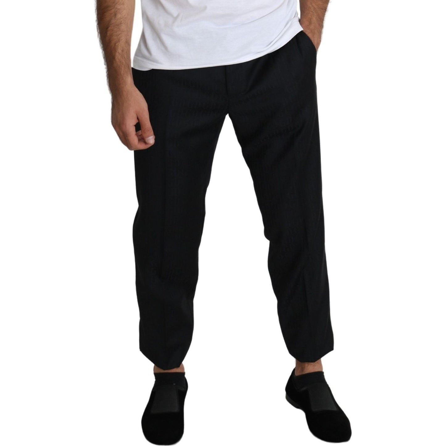 Dolce & Gabbana Elegant Black Virgin Wool Cropped Pants Jeans & Pants Dolce & Gabbana Gray