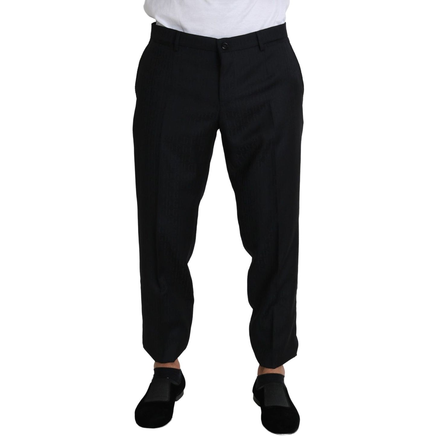 Dolce & Gabbana Elegant Black Virgin Wool Cropped Pants Jeans & Pants Dolce & Gabbana Black