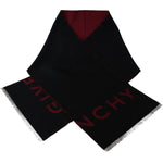 Givenchy Black Red Wool Unisex Winter Warm Wrap Scarf Shawl MS1843