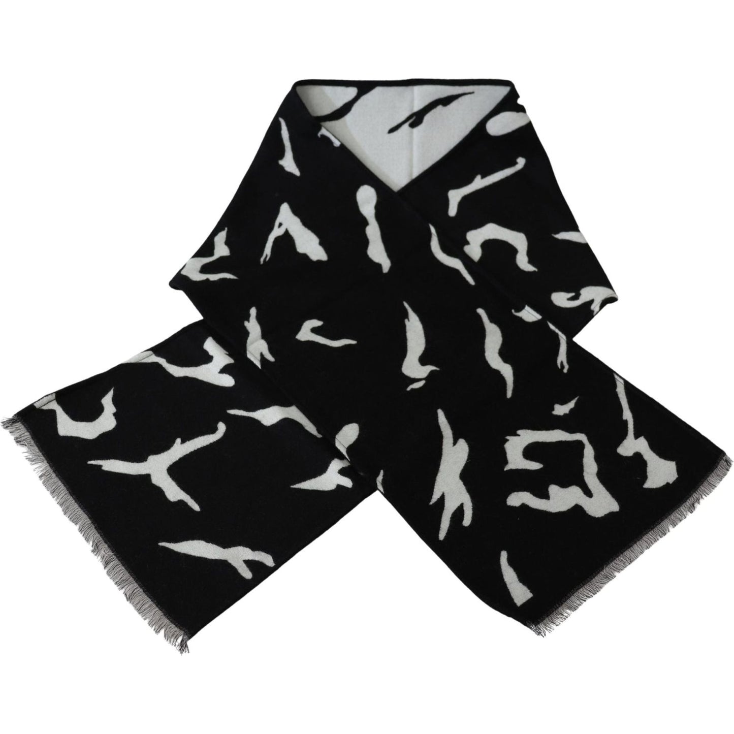 Givenchy Elegant Unisex Wool-Silk Scarf in Black & White Wool Wrap Shawls Givenchy Dark Gray