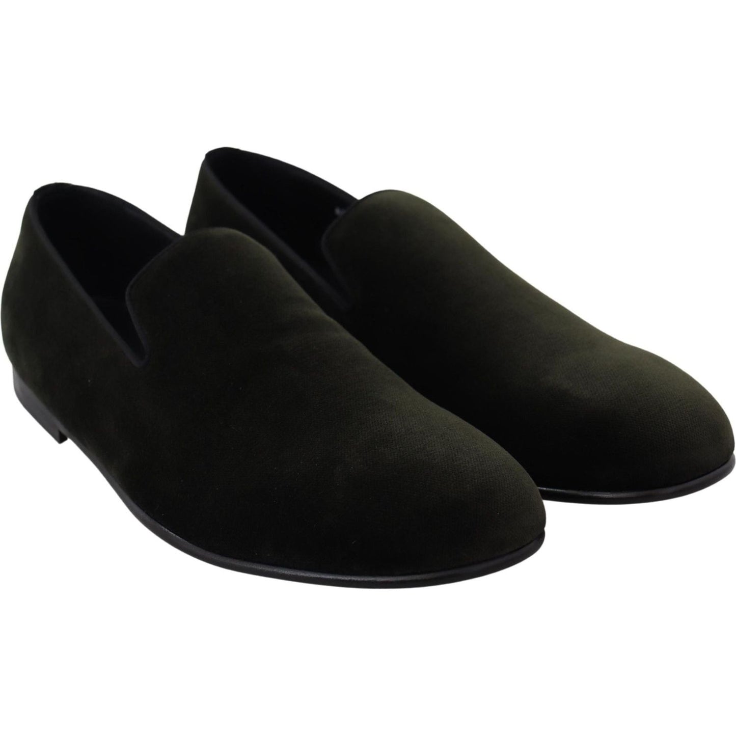 Dolce & Gabbana Elegant Green Velvet Loafers Dolce & Gabbana Black
