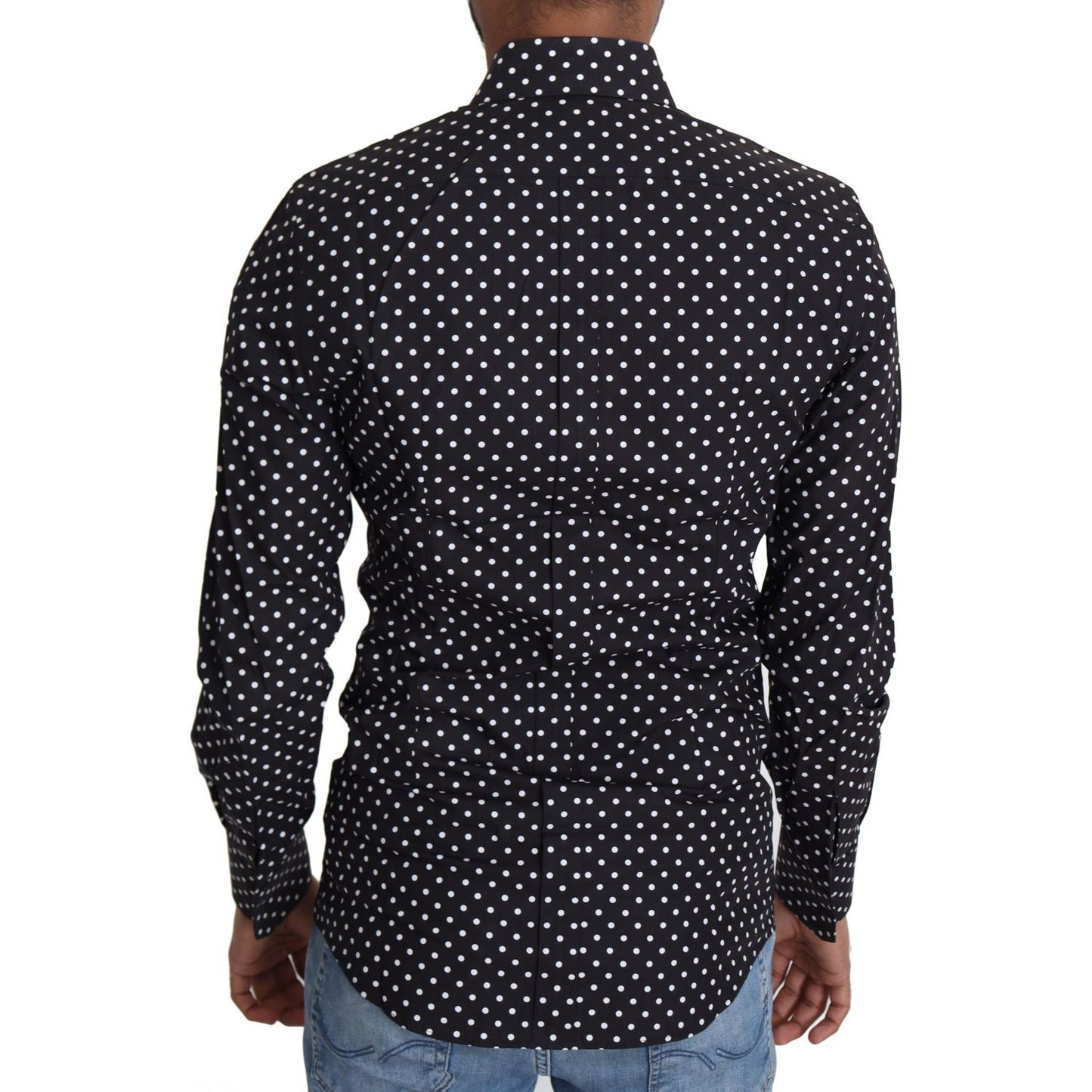 Dolce & Gabbana Elegant Polka Dot Men's Long Sleeve Shirt Dolce & Gabbana Black