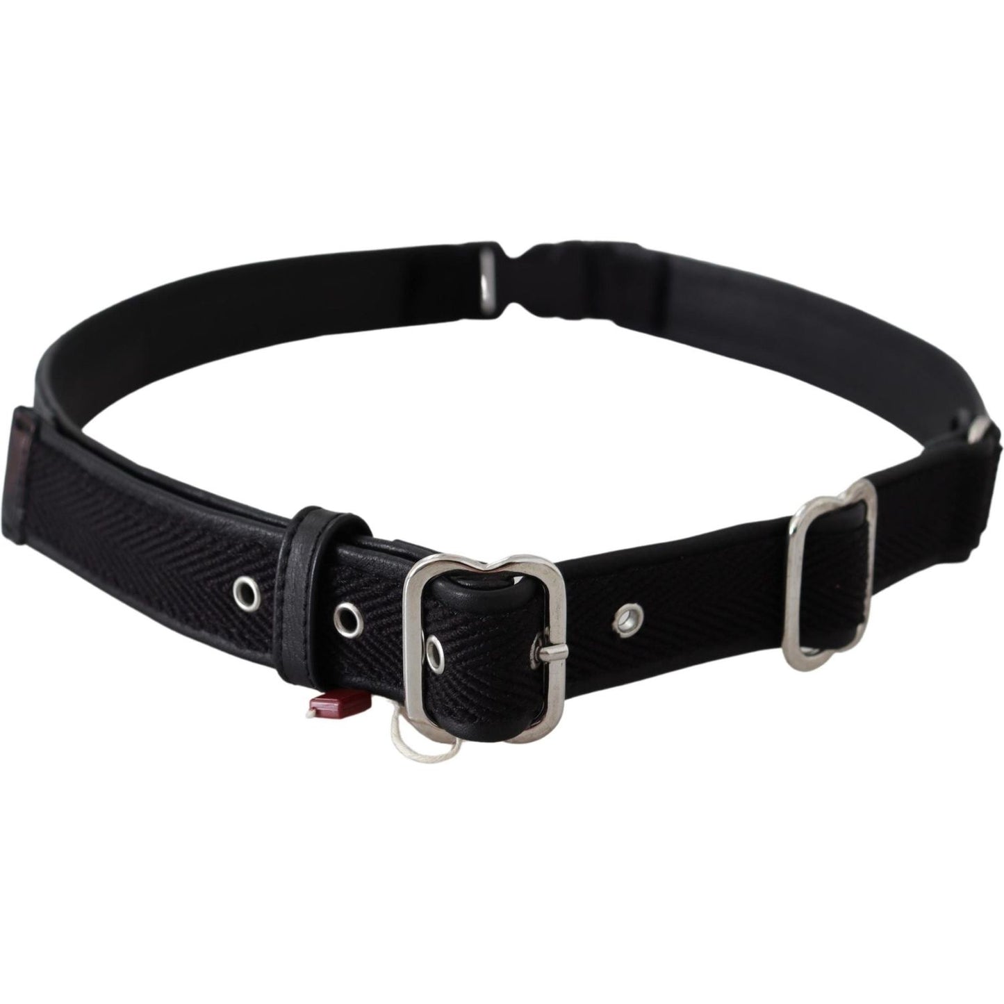 GF Ferre Black Leather Silver Chrome Metal Buckle Belt BEL8056-80