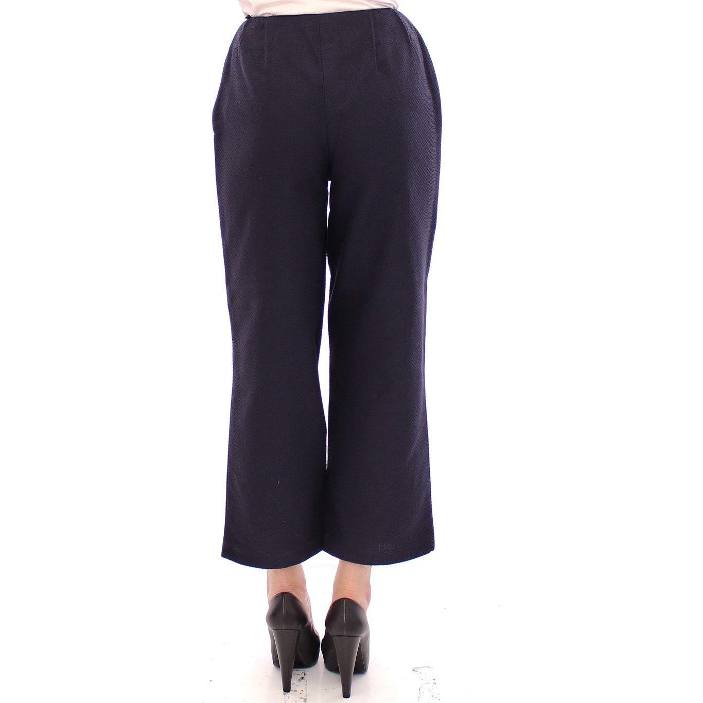 Andrea Incontri Chic Cropped Blue Pants - Exquisite Craftsmanship Andrea Incontri Dark Slate Gray