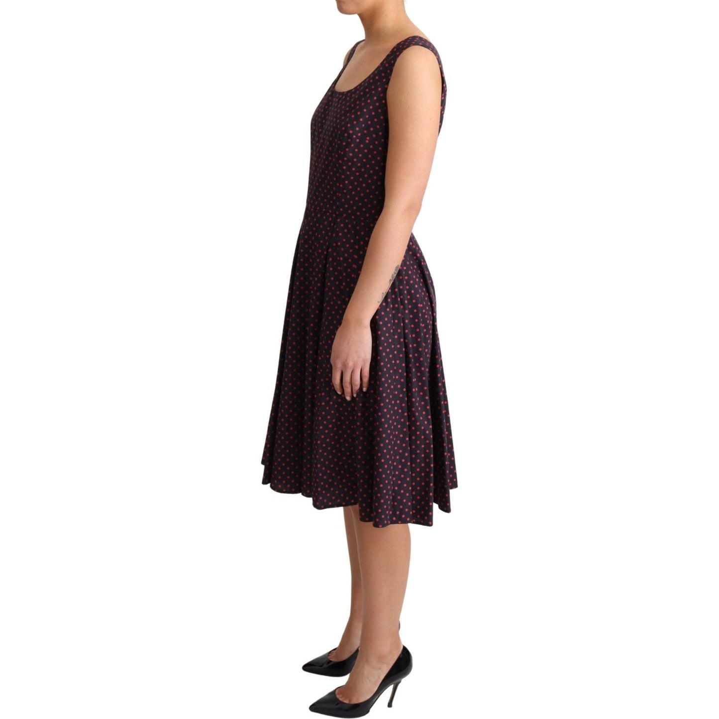 Dolce & Gabbana Chic Polka Dotted A-Line Sleeveless Dress Dolce & Gabbana Tan