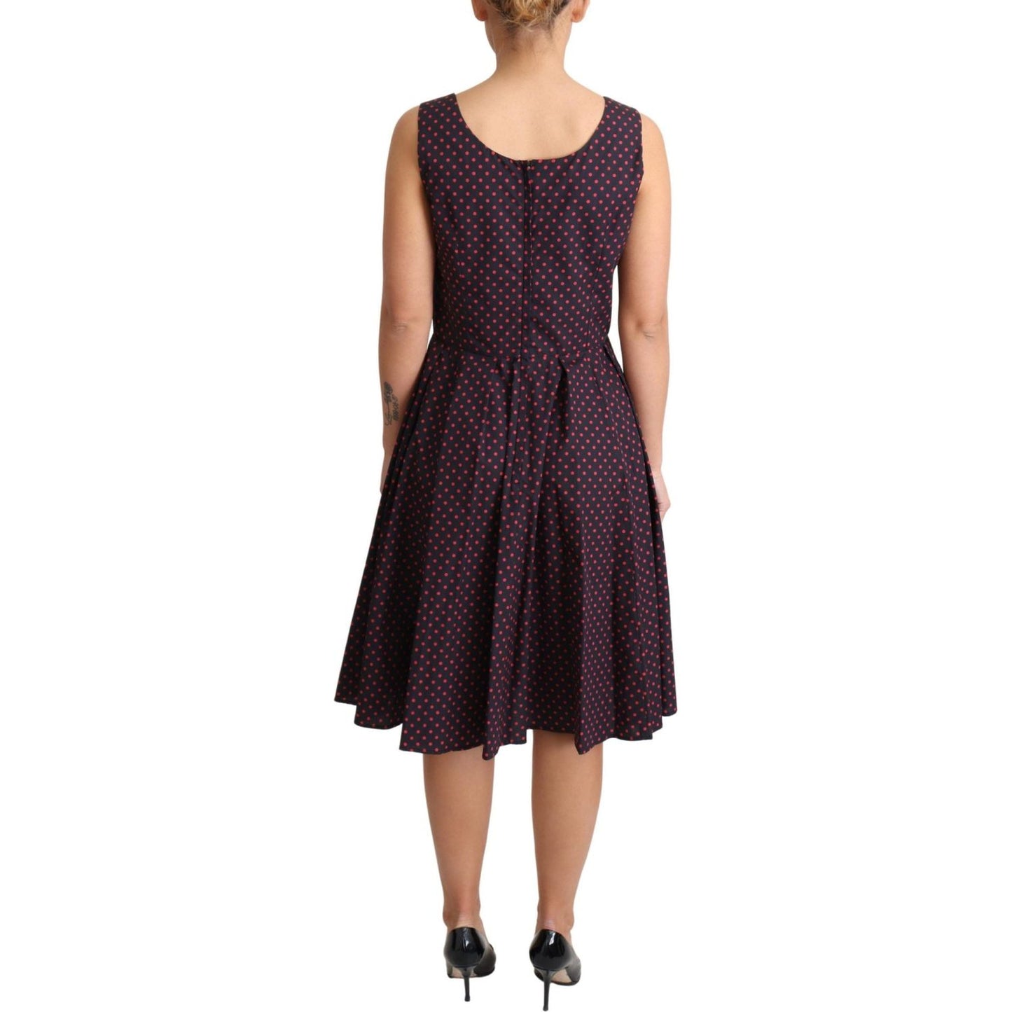Dolce & Gabbana Chic Polka Dotted A-Line Sleeveless Dress Dolce & Gabbana Tan