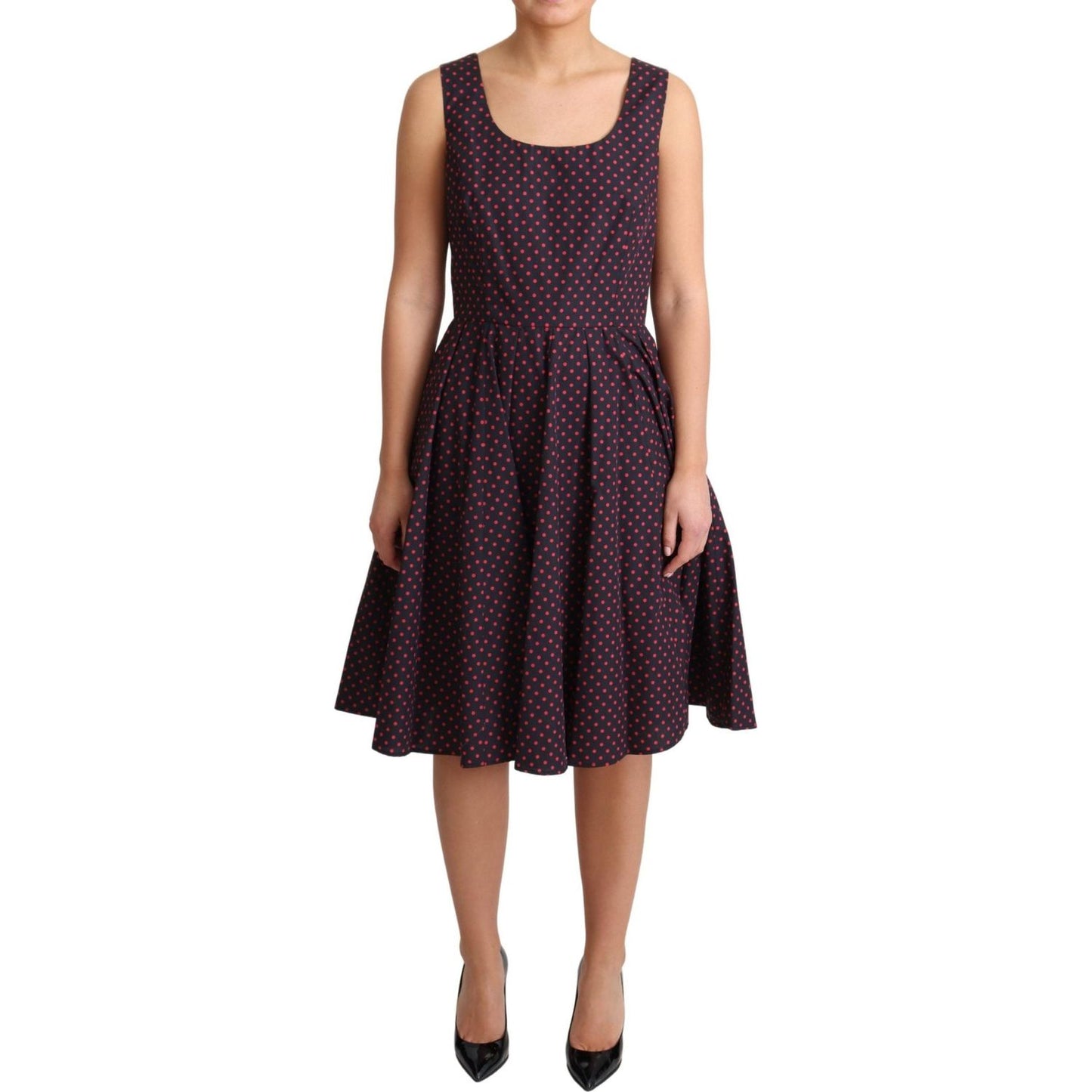 Dolce & Gabbana Chic Polka Dotted A-Line Sleeveless Dress Dolce & Gabbana Tan