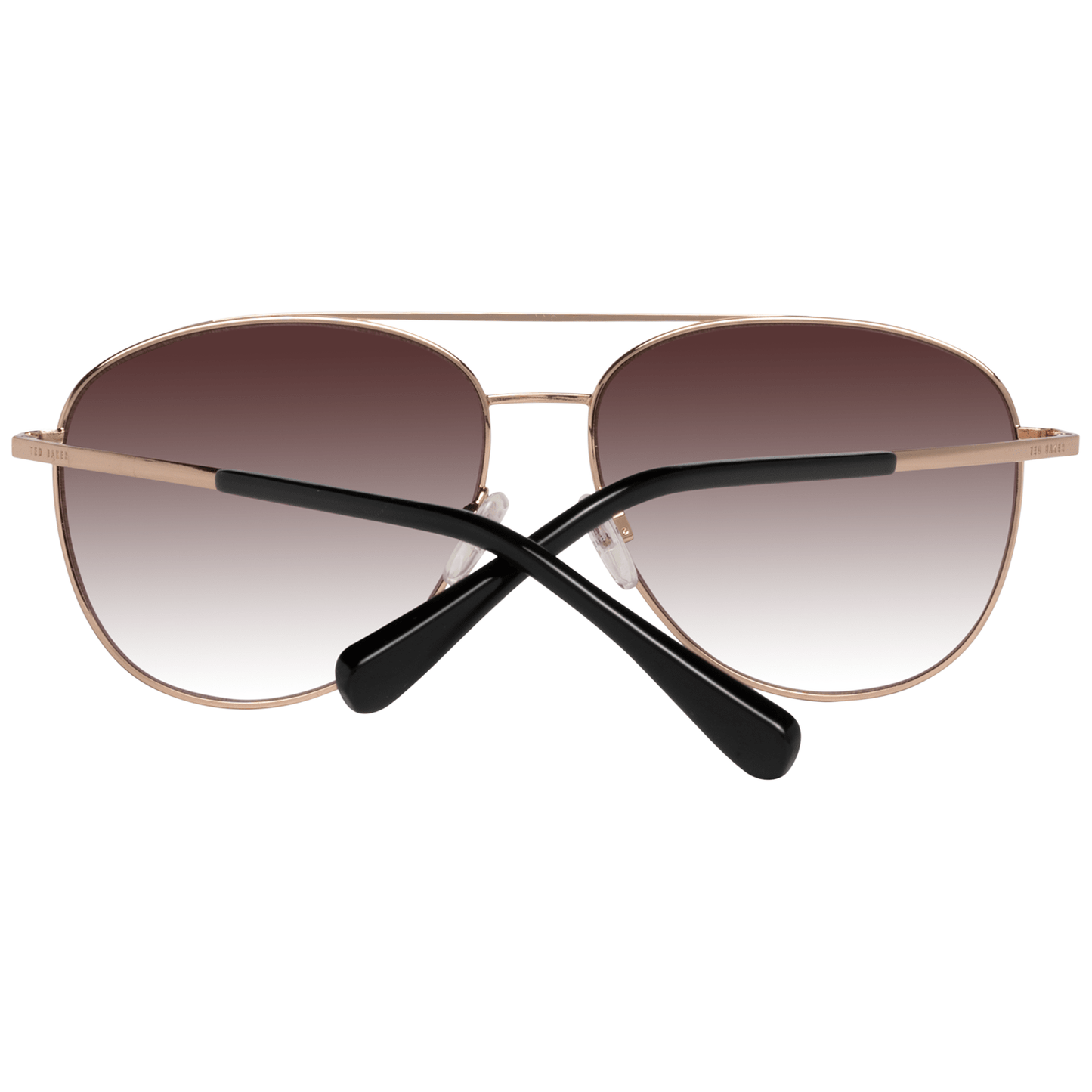 Alt Tag: Ted Baker rose gold women sunglasses with gradient brown lenses, metal aviator frame, 100% UVA & UVB protection, full-rim style.