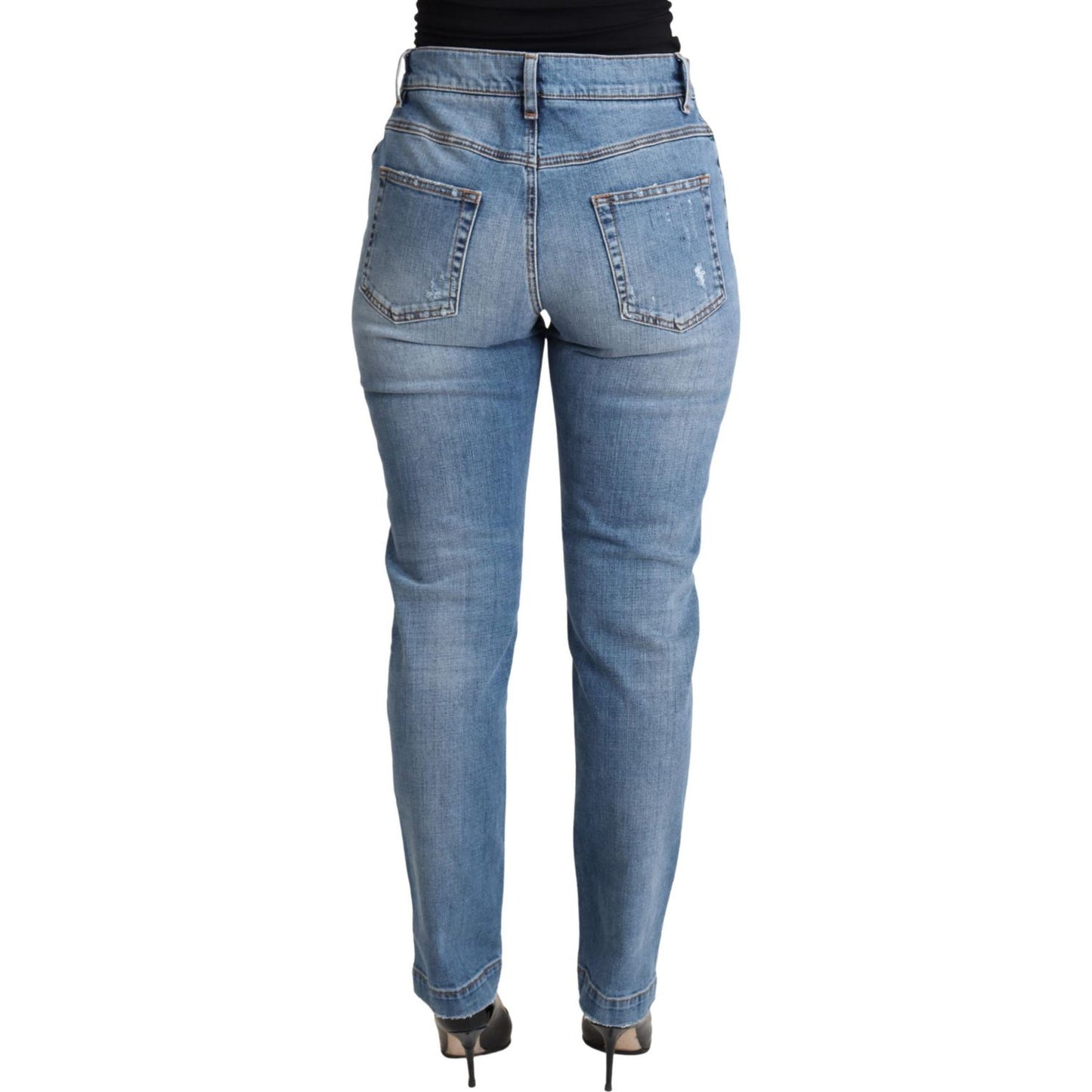 Dolce & Gabbana Chic High-Waisted Tattered Skinny Jeans Dolce & Gabbana Slate Gray