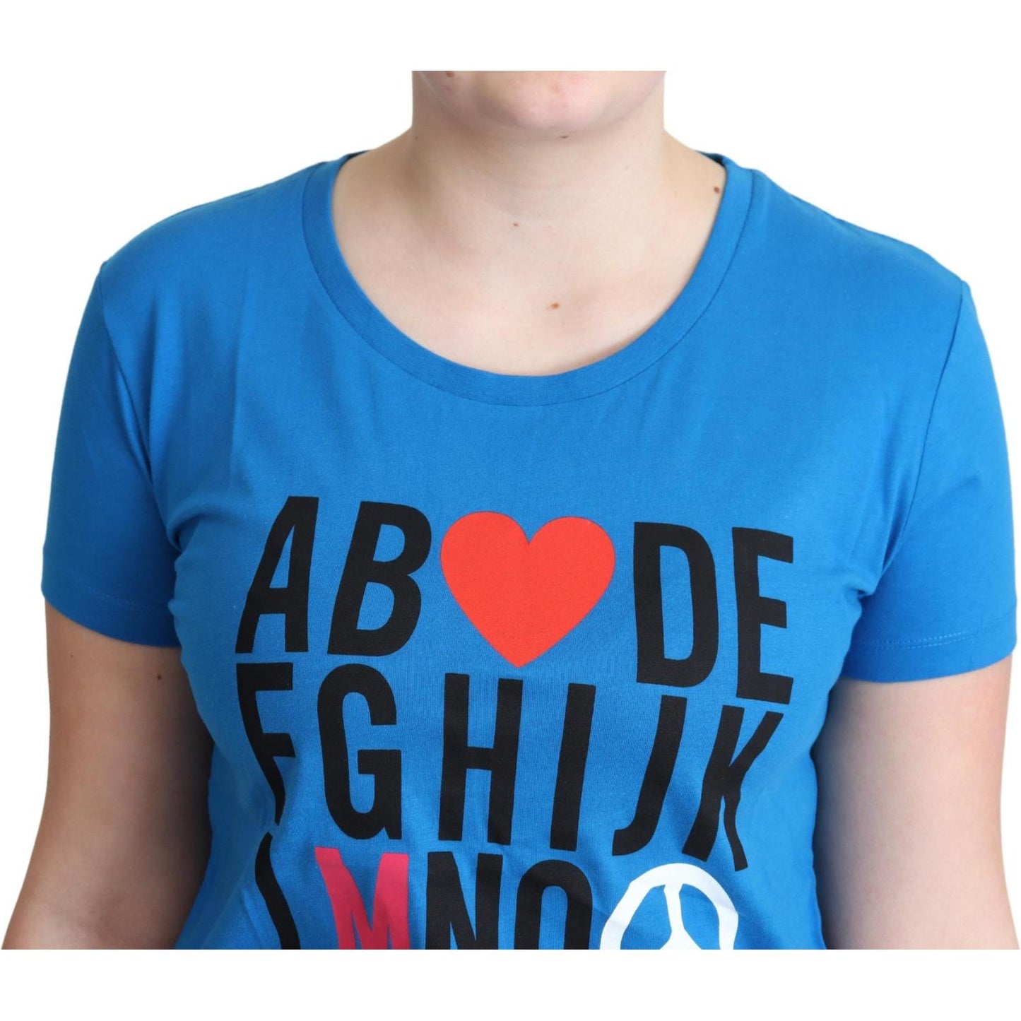 Moschino Chic Alphabet Cotton Tee in Blue Moschino Tan
