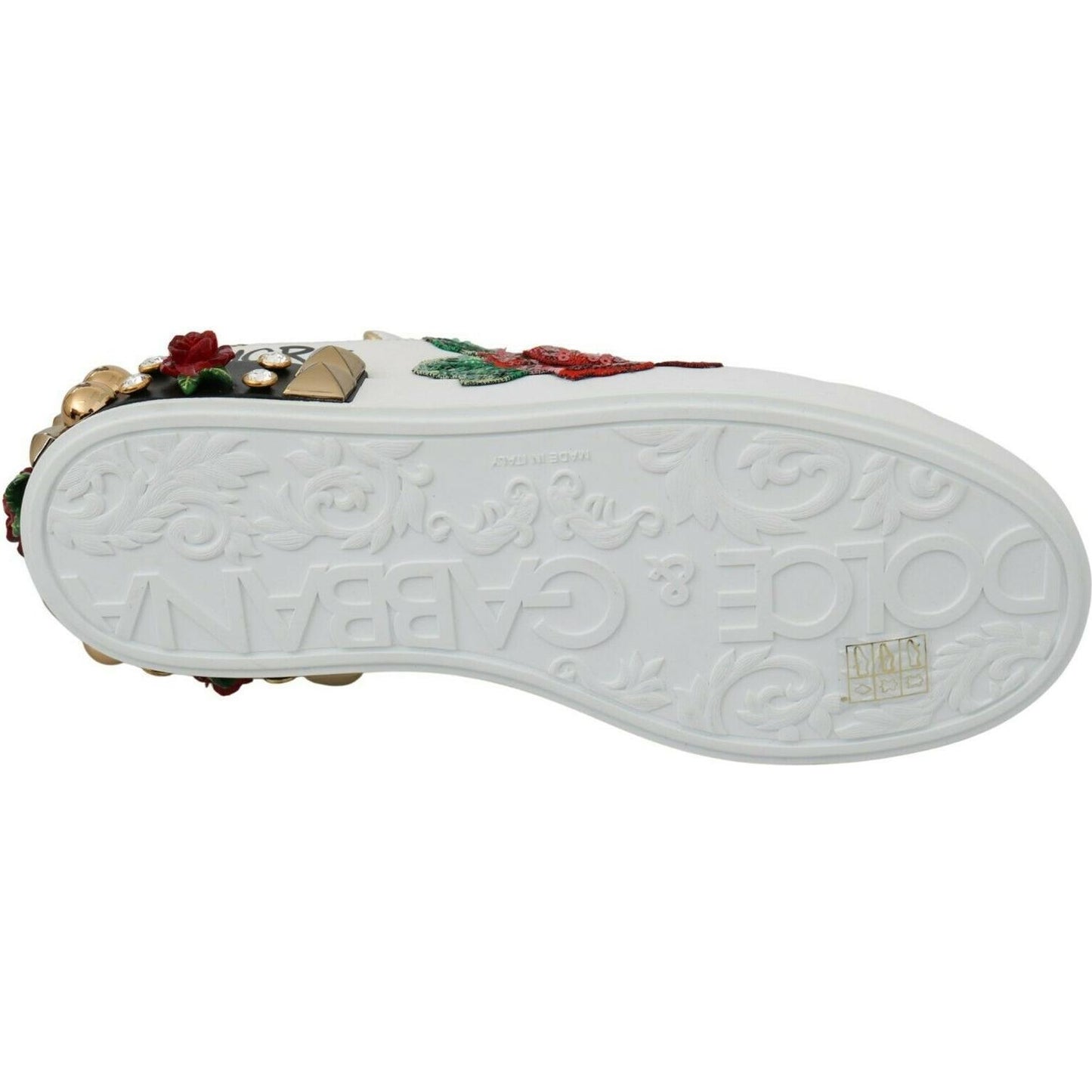 Dolce & Gabbana Elegant Sequined Floral Leather Sneakers Dolce & Gabbana Gray