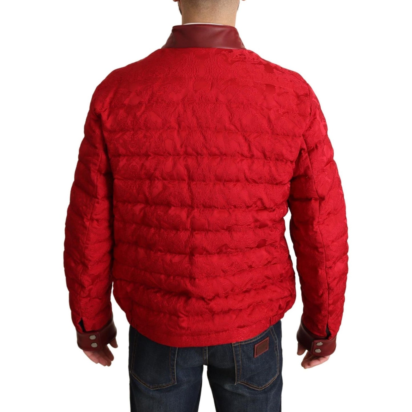 Dolce & Gabbana Red and Gold Bomber Designer Jacket Dolce & Gabbana Firebrick