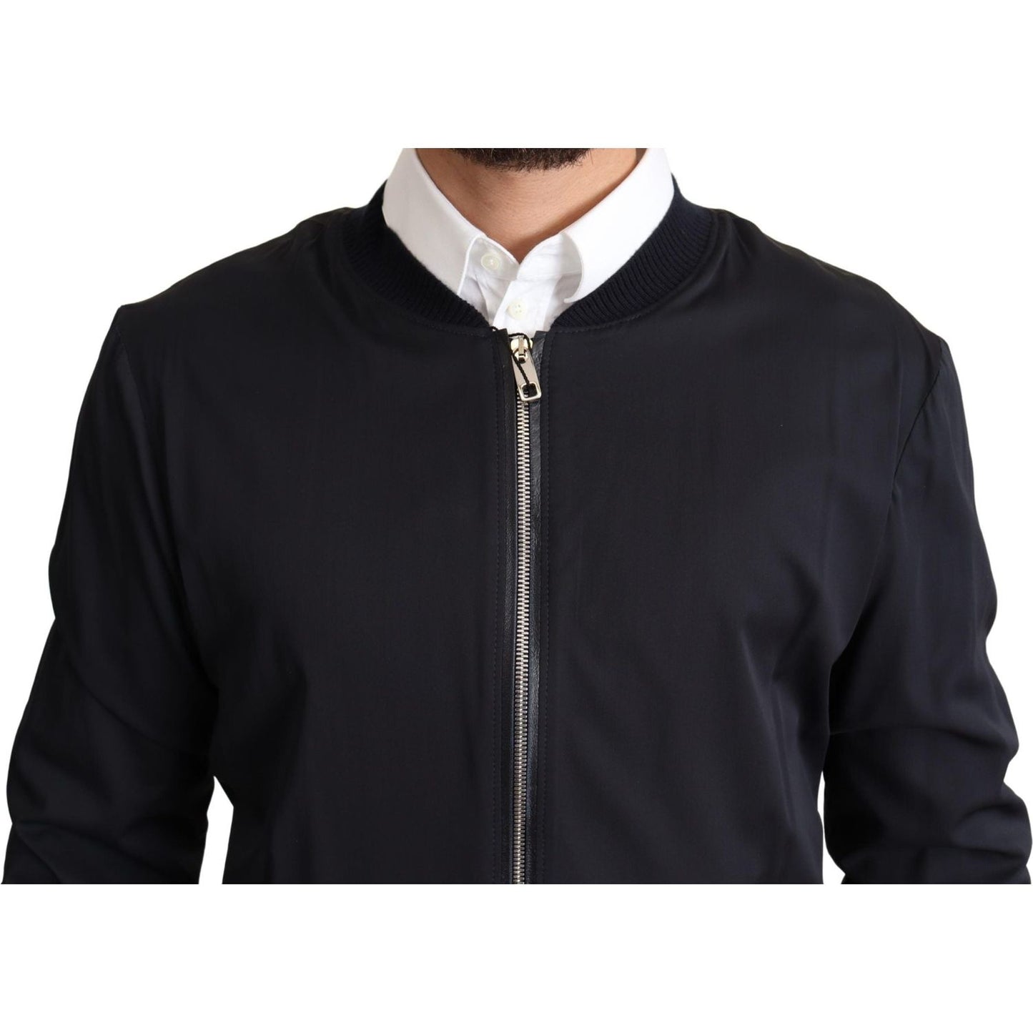 Dolce & Gabbana Elegant Silk Blend Bomber Jacket Dolce & Gabbana Black