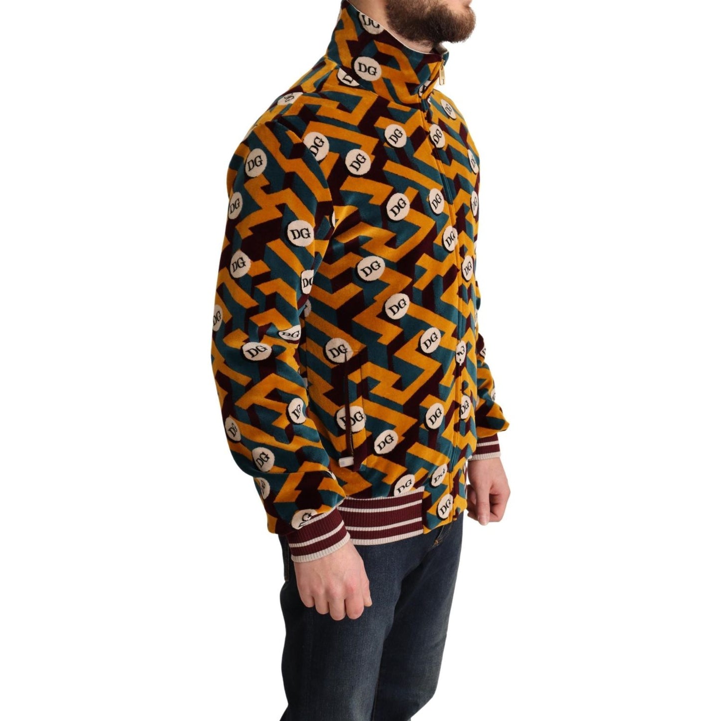 Dolce & Gabbana Elegant Multicolor Zip Sweater Dolce & Gabbana Dark Khaki