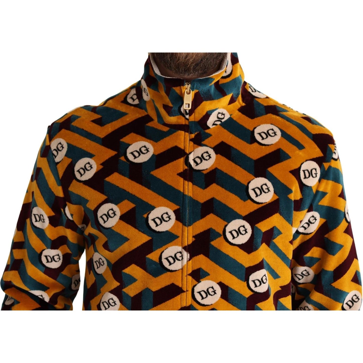 Dolce & Gabbana Elegant Multicolor Zip Sweater Dolce & Gabbana Goldenrod
