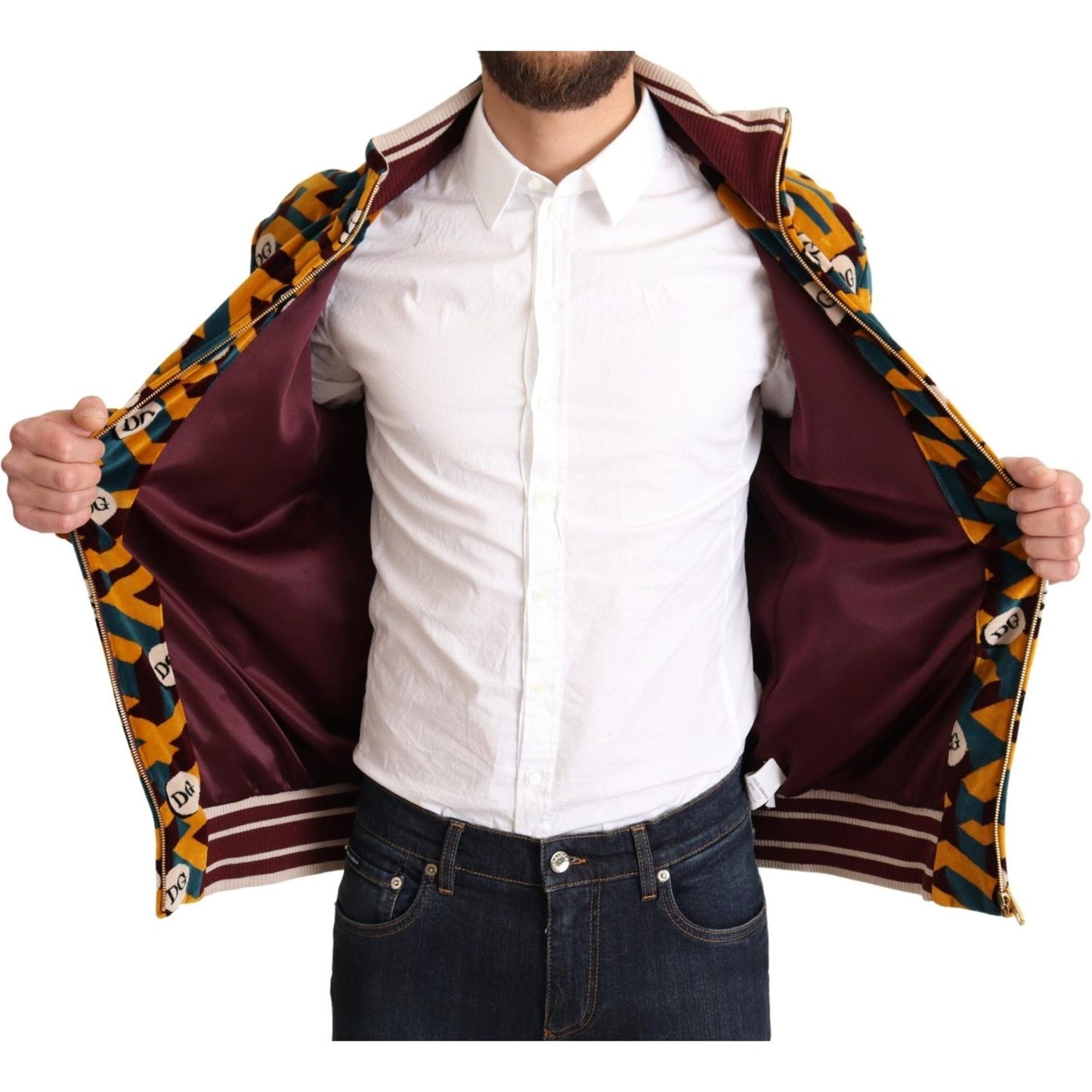 Dolce & Gabbana Elegant Multicolor Zip Sweater Dolce & Gabbana Dark Slate Gray