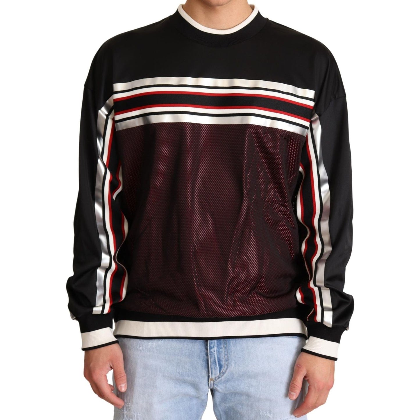 Dolce & Gabbana Elegant Crewneck Pullover Sweater in Black Dolce & Gabbana Gray