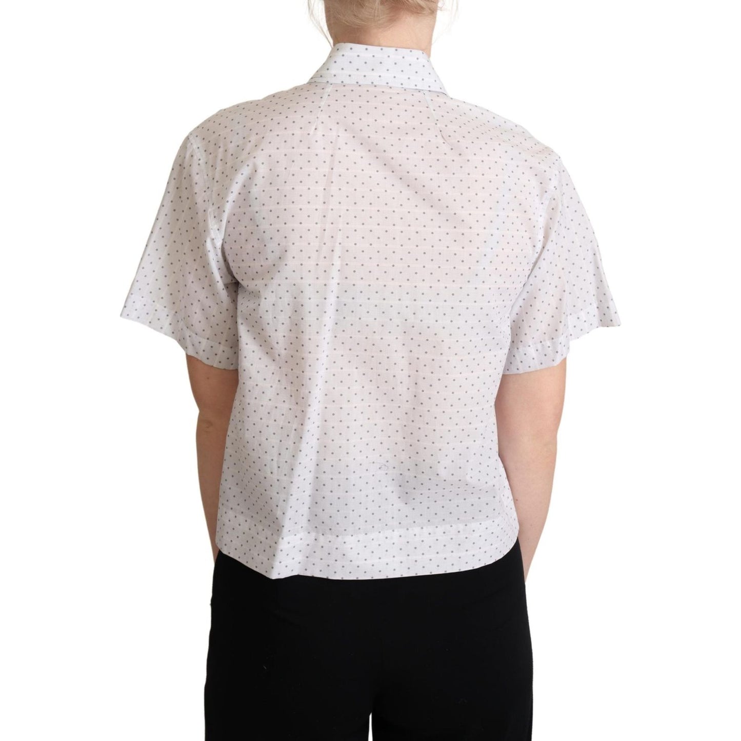 Dolce & Gabbana Elegant Polka Dot Cotton Polo Top Dolce & Gabbana Light Gray