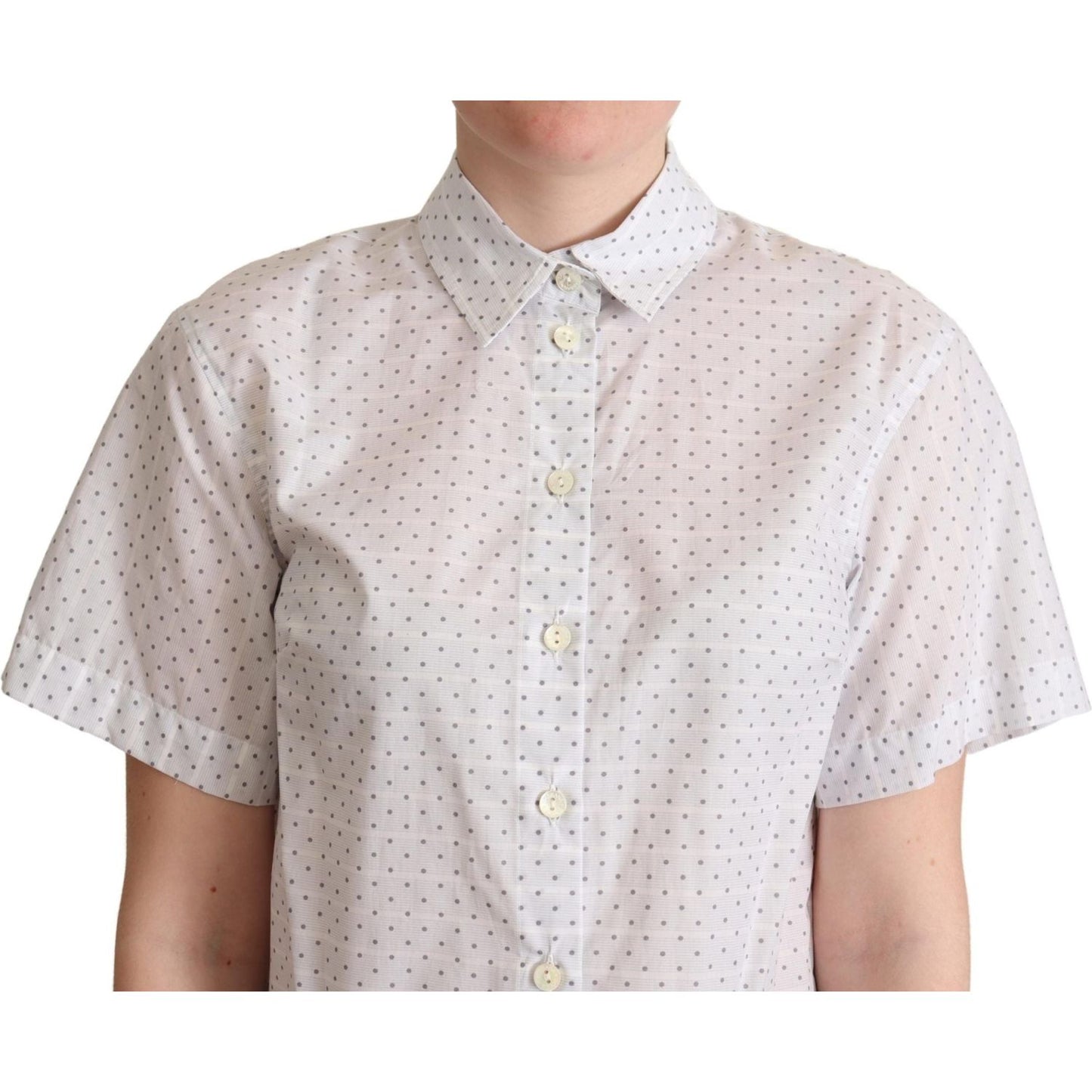 Dolce & Gabbana Elegant Polka Dot Cotton Polo Top Dolce & Gabbana Light Gray