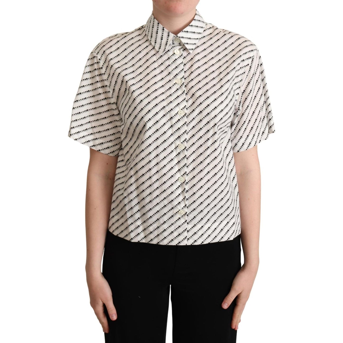 Dolce & Gabbana Elegant Dotted Cotton Polo Top Dolce & Gabbana Gray