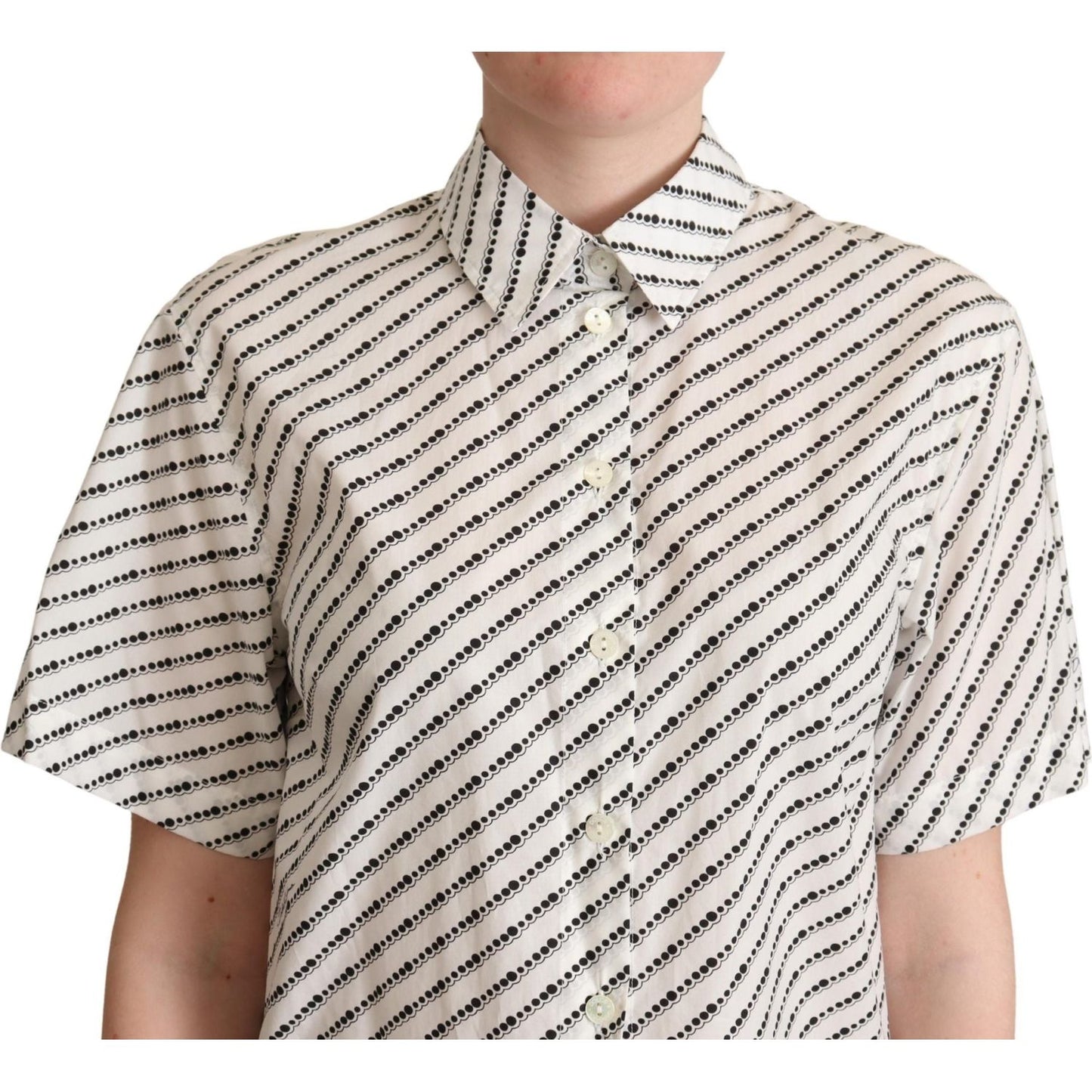 Dolce & Gabbana Elegant Dotted Cotton Polo Top Dolce & Gabbana Light Gray