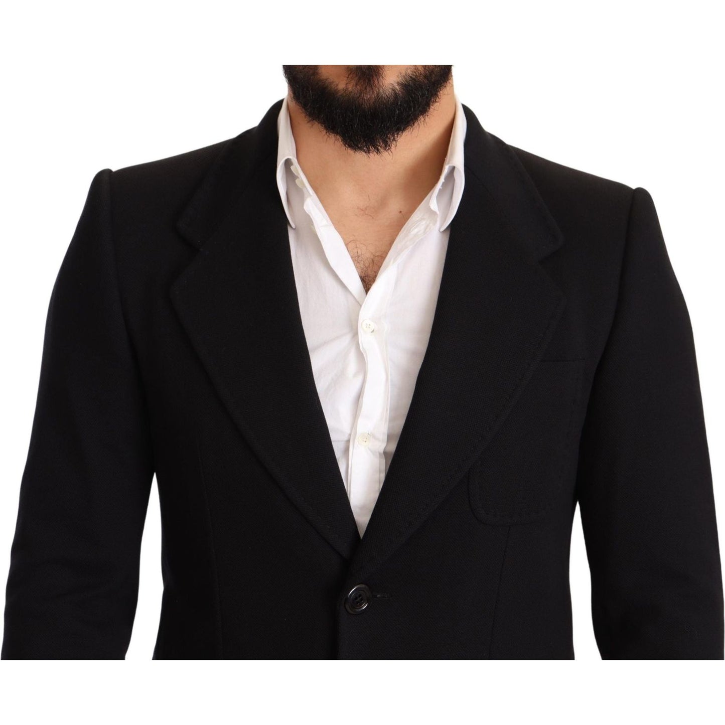 Dolce & Gabbana Elegant Slim Fit Black Cotton Blazer Dolce & Gabbana Black