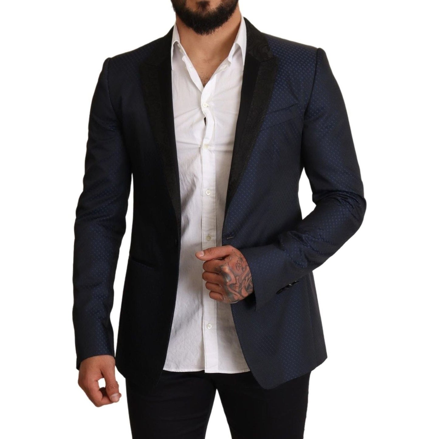 Dolce & Gabbana Elegant Blue Slim Fit Martini Blazer Dolce & Gabbana Gray