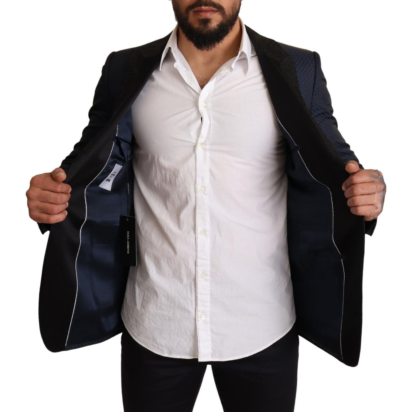 Dolce & Gabbana Elegant Blue Slim Fit Martini Blazer Dolce & Gabbana Black