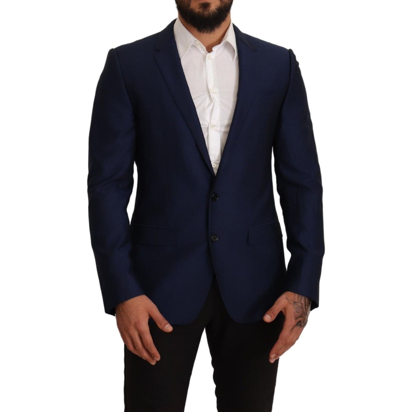 Dolce & Gabbana Navy Blue Virgin Wool Martini Blazer Dolce & Gabbana Black