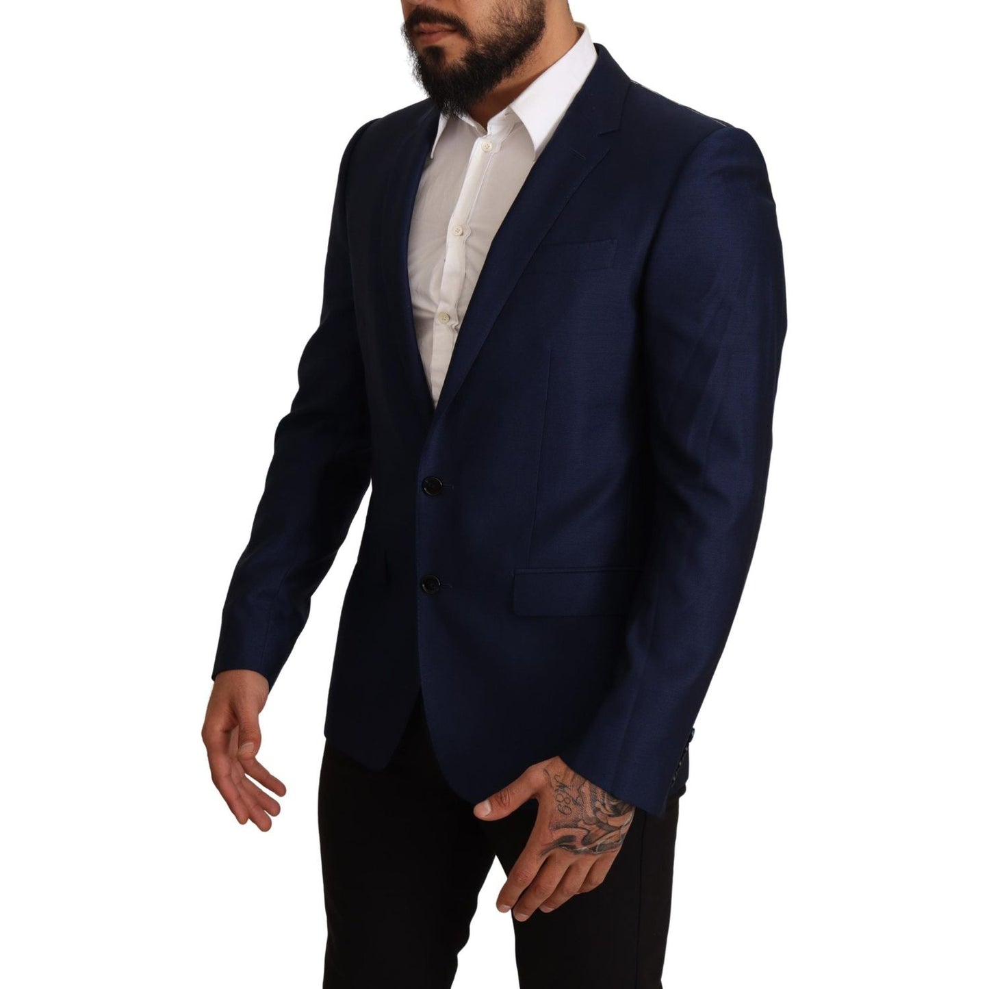 Dolce & Gabbana Navy Blue Virgin Wool Martini Blazer Dolce & Gabbana Black