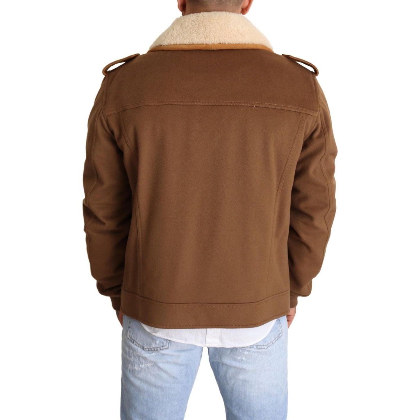 Dolce & Gabbana Elegant Double Breasted Shearling Jacket Dolce & Gabbana Saddle Brown
