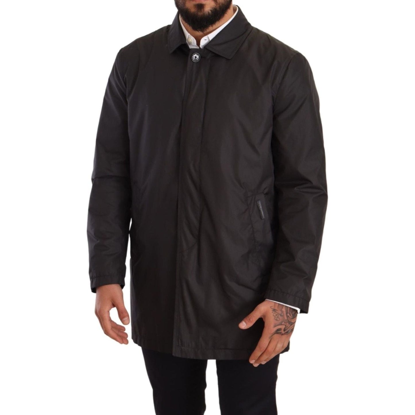 Dolce & Gabbana Elegant Black Trench Coat for Sophisticated Men Dolce & Gabbana Dark Slate Gray
