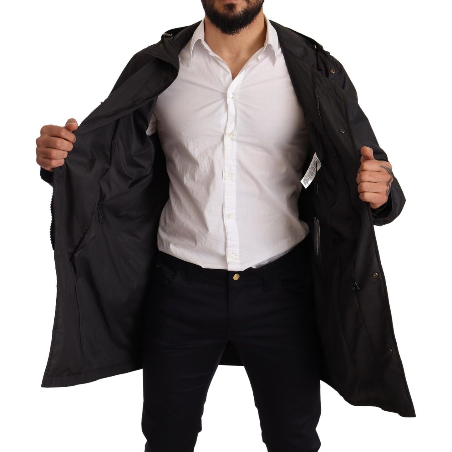 Dolce & Gabbana Elegant Black Hooded Blouson Jacket Dolce & Gabbana Gray