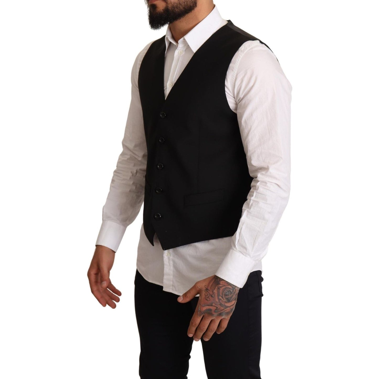Dolce & Gabbana Elegant Black Formal Dress Vest Vest Jacket Dolce & Gabbana Black