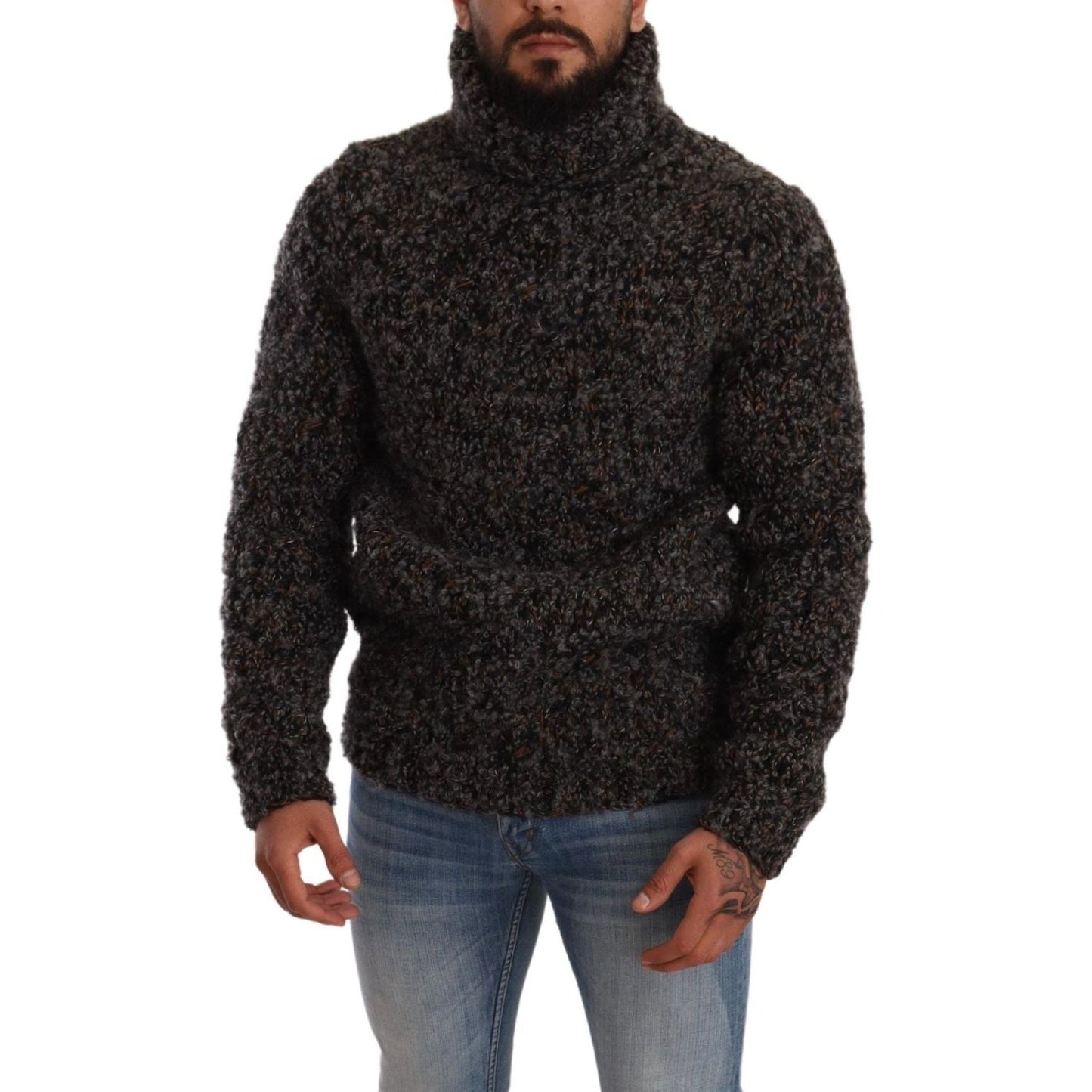 Dolce & Gabbana Elegant Speckled Turtleneck Wool-Blend Sweater Dolce & Gabbana Black