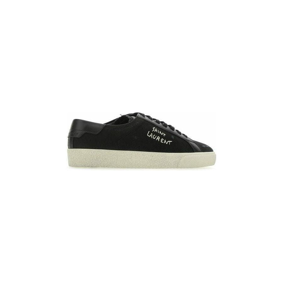 Saint Laurent Sleek Black Canvas & Leather Low-Top Sneakers Saint Laurent Dark Slate Gray