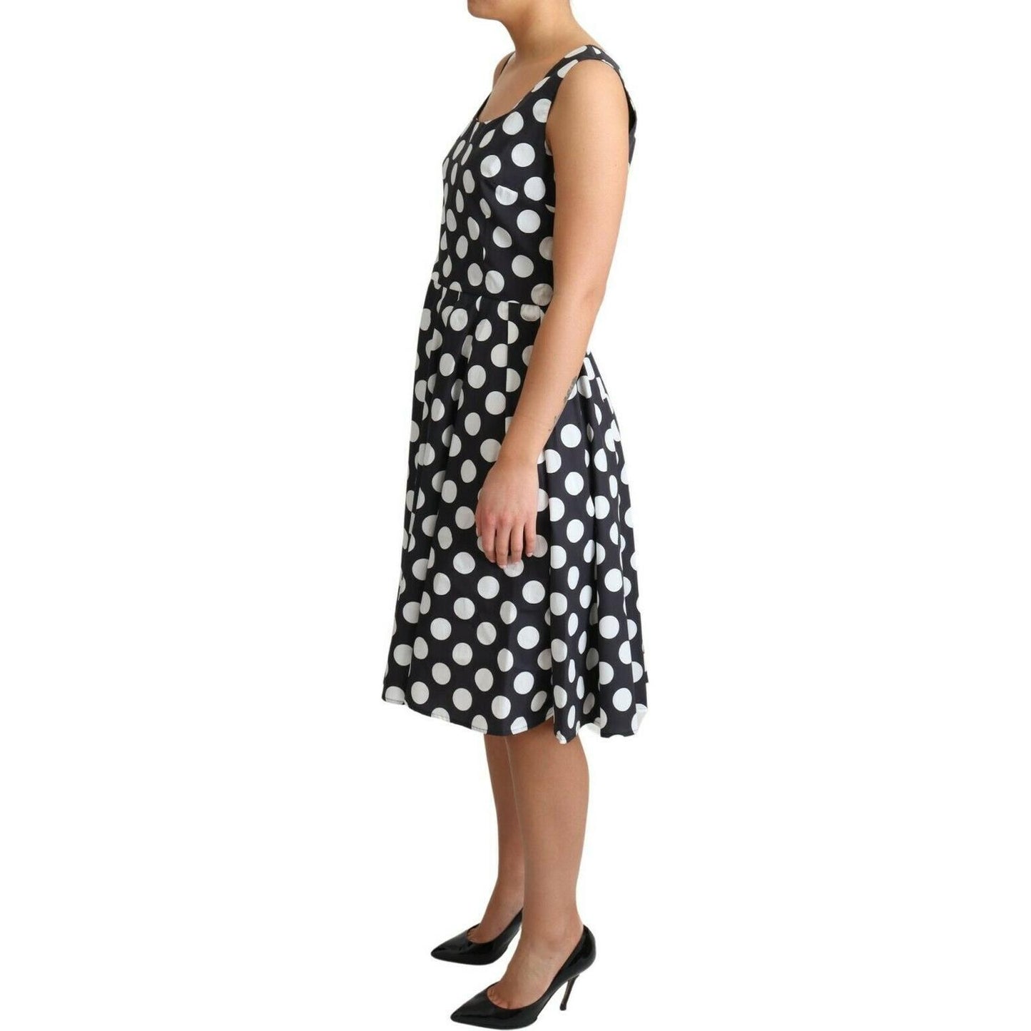 Dolce & Gabbana Polka Dot Sleeveless A-Line Dress WOMAN DRESSES Dolce & Gabbana Tan